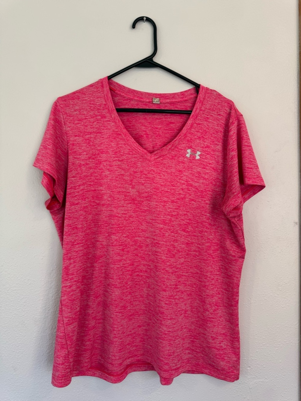 Under Armour Pink Heather V-Neck Short Sleeve Performance Tee